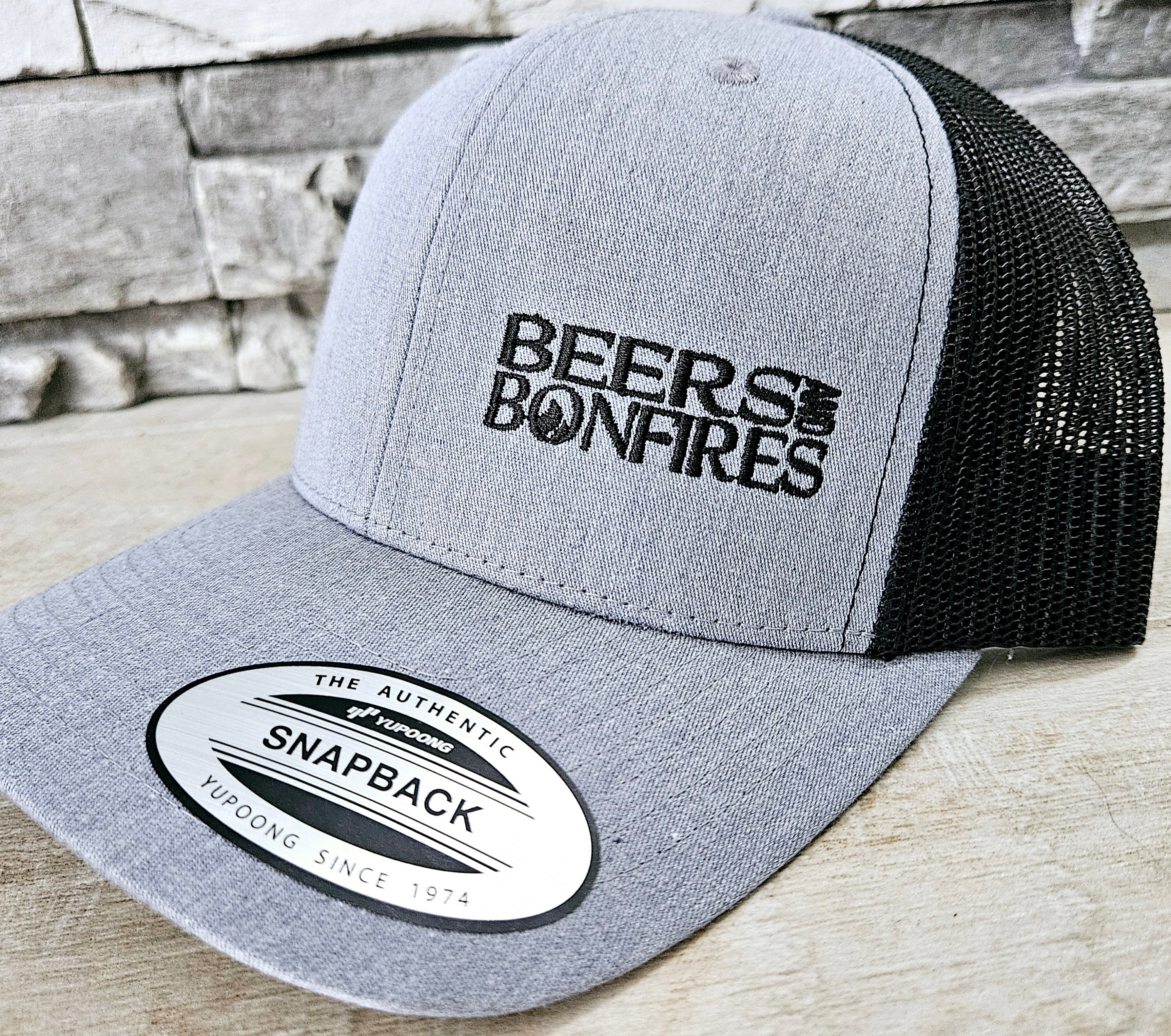 Grey/Black "Text Style" Mesh Snapback Hat