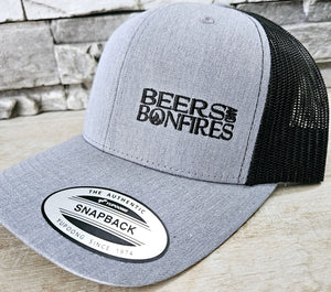 Grey/Black "Text Style" Mesh Snapback Hat