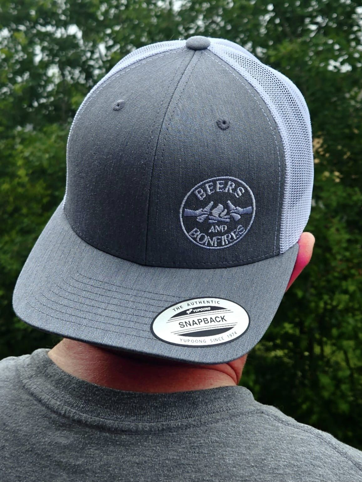 Classic Grey/White Mesh Snapback Hat