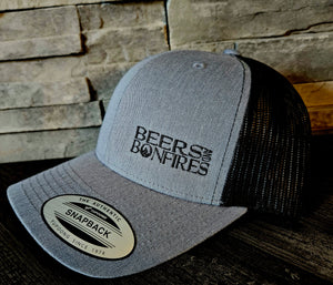 Grey/Black Text Style Mesh Snapback Hat